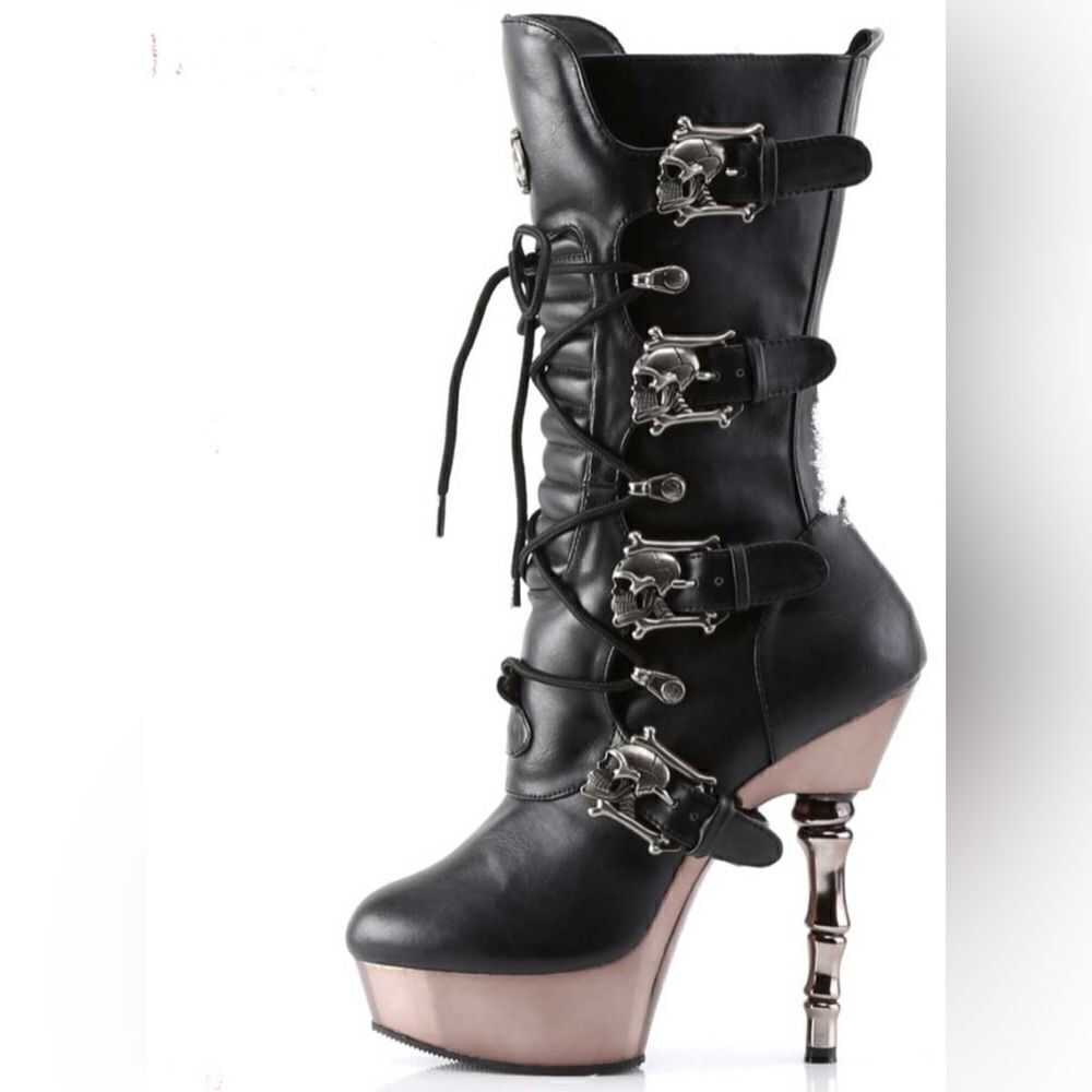 Demonia Muerto Skull Booties - Picture 3 of 5